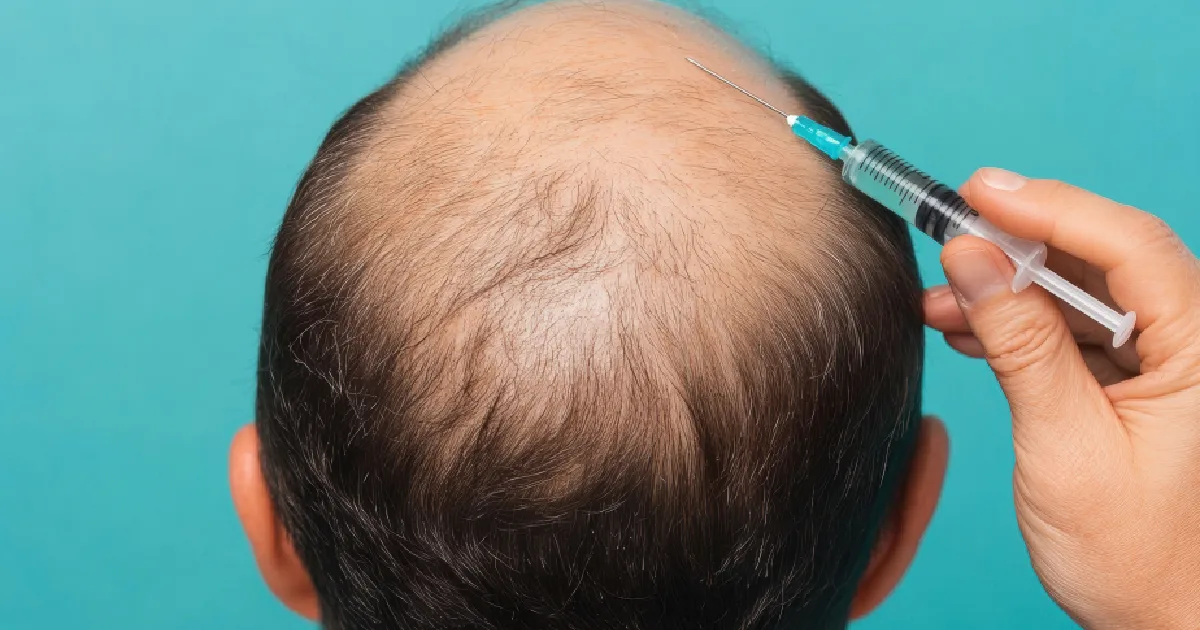 Doctor giving Injection of hair restoration in Provo, UT.